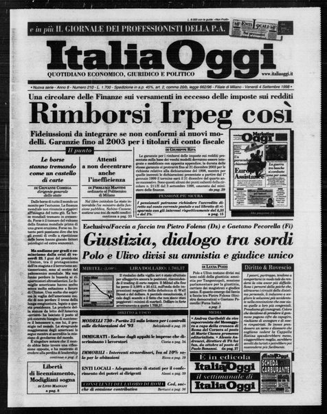 Italia oggi : quotidiano di economia finanza e politica